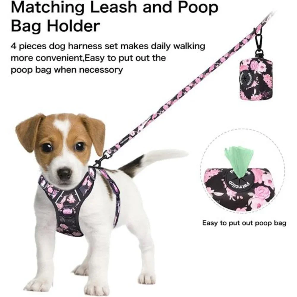 No Pull Dog Harness Set 2Leash Attchment Easy Control Handle Reflective Vest Dog